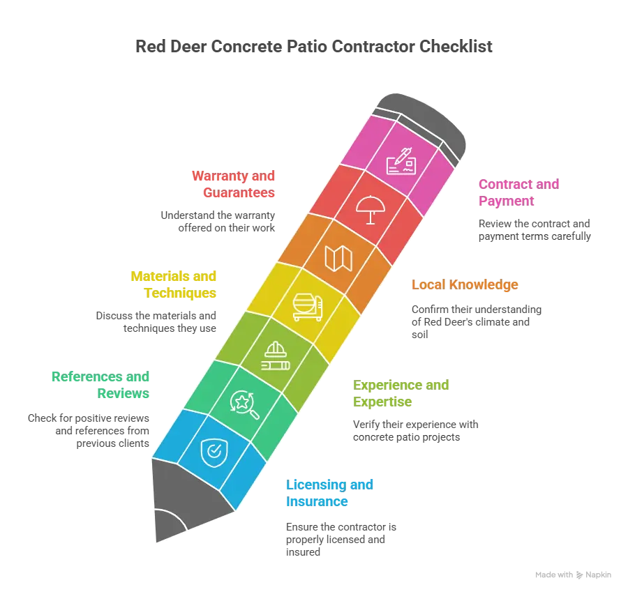 "Infographic checklist: 7 questions for hiring concrete patio contractors in Red Deer"